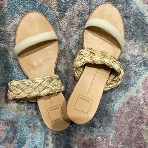 Dolce Vita Gold and Cream Braided Sandals